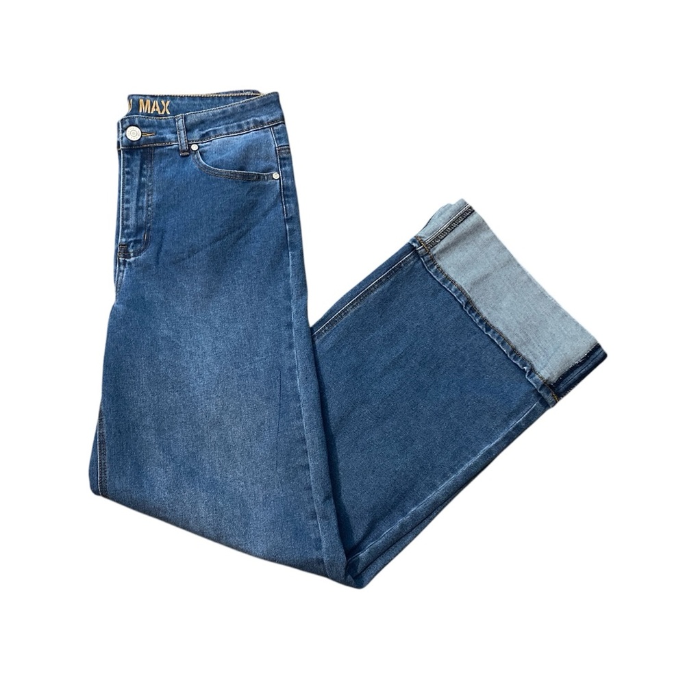 New Max Women’s Wide Leg Baggy Jeans Size 10 High Rise Cuffed Hem Blue Jeans 90s - Picture 8 of 15